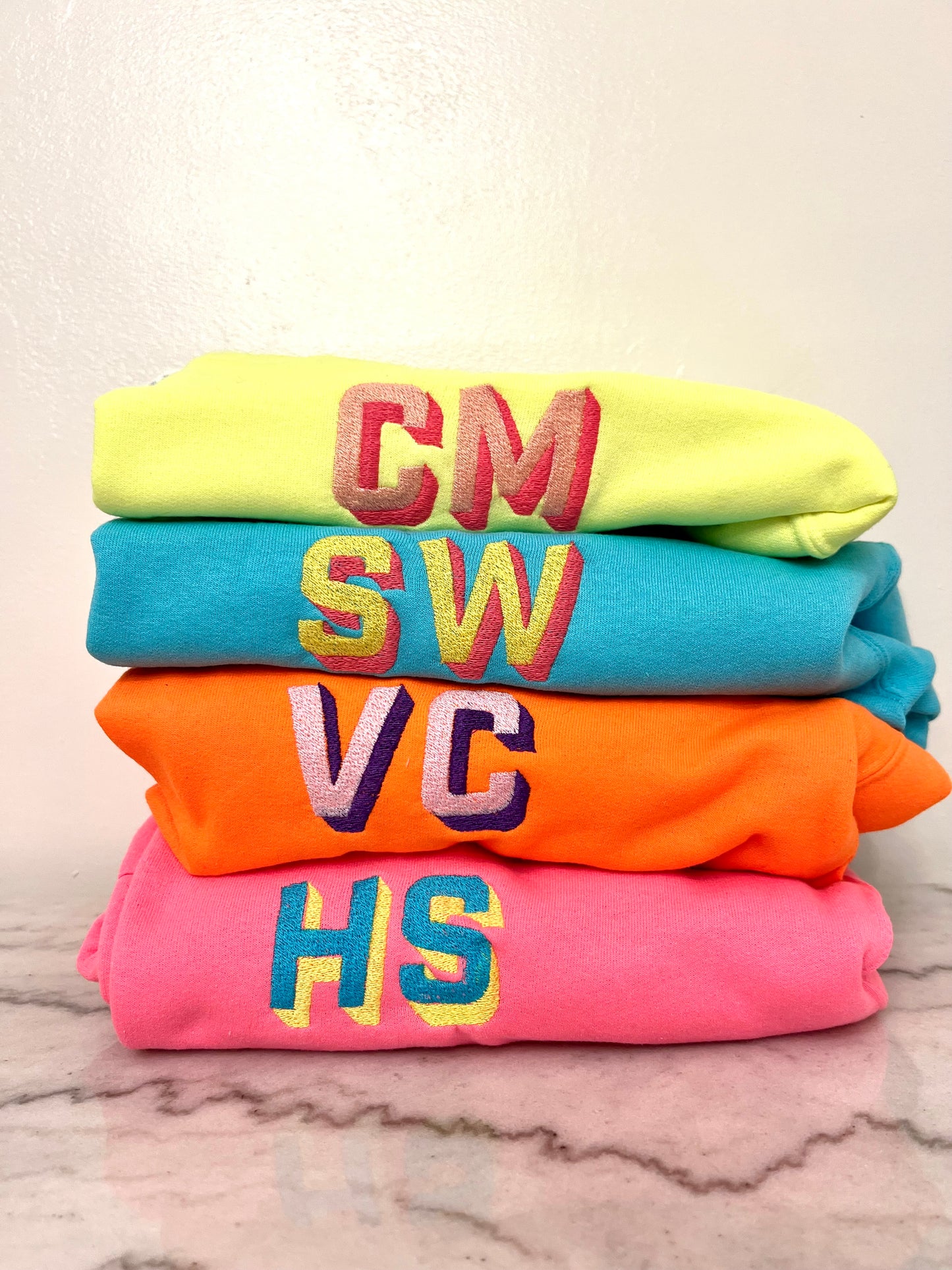 Neon Color Block Monogram Sweatshirt