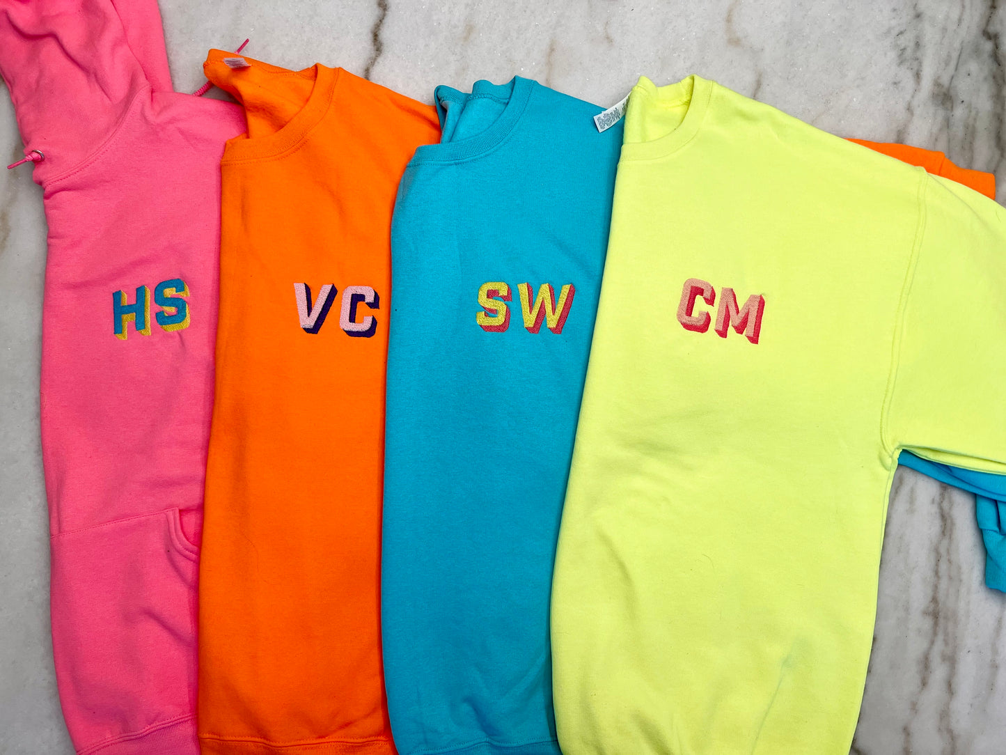 Neon Color Block Monogram Sweatshirt