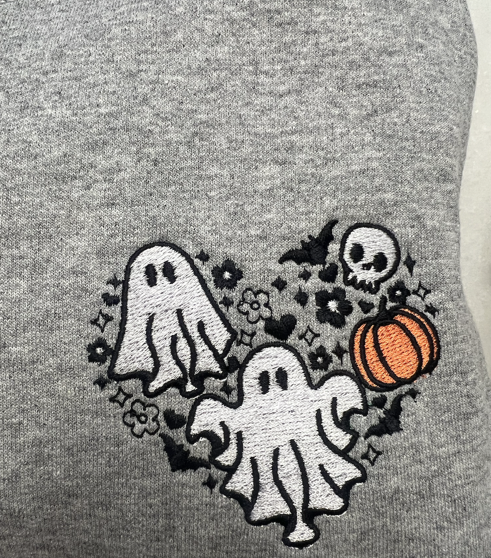 Ghost Heart Embroidered Sweatshirt