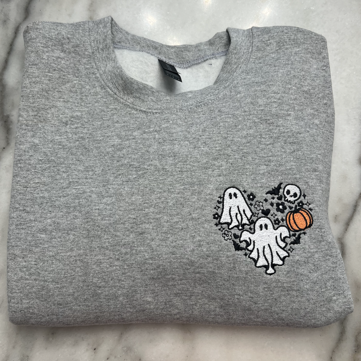 Ghost Heart Embroidered Sweatshirt