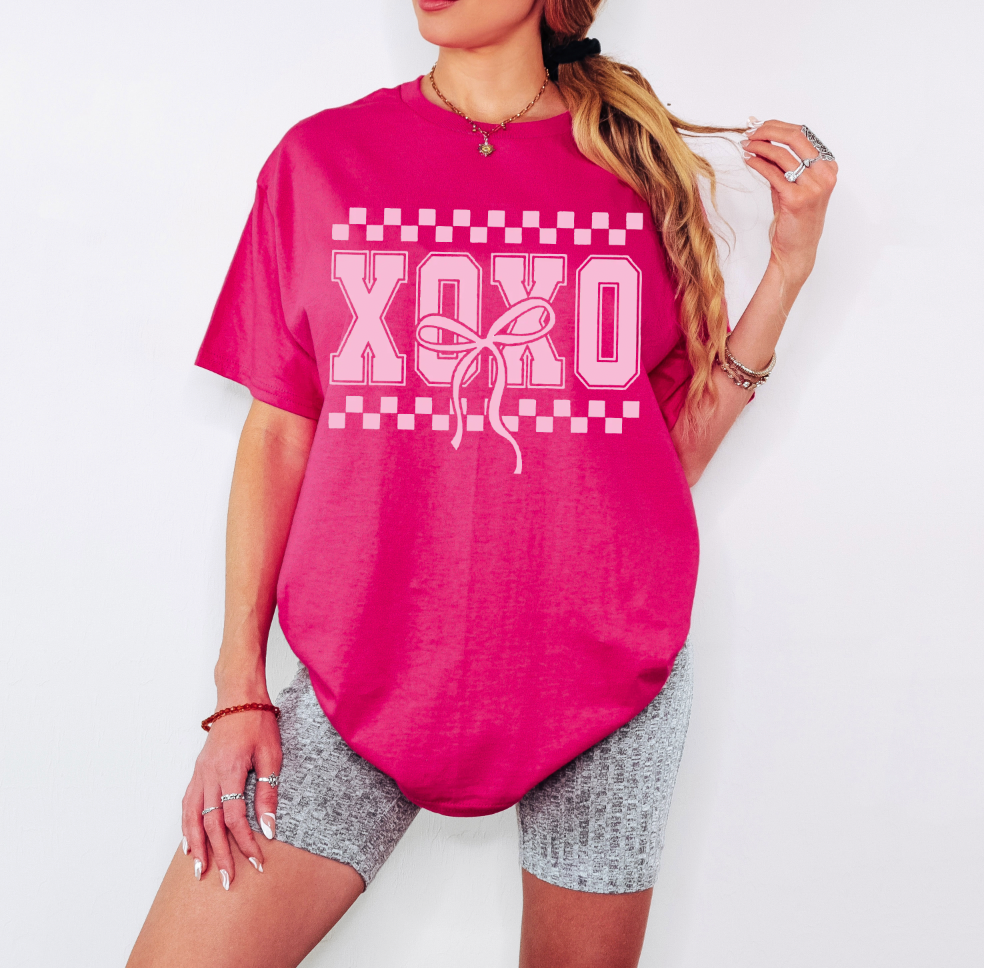 XOXO Checkered Valentines Day Graphic Tee