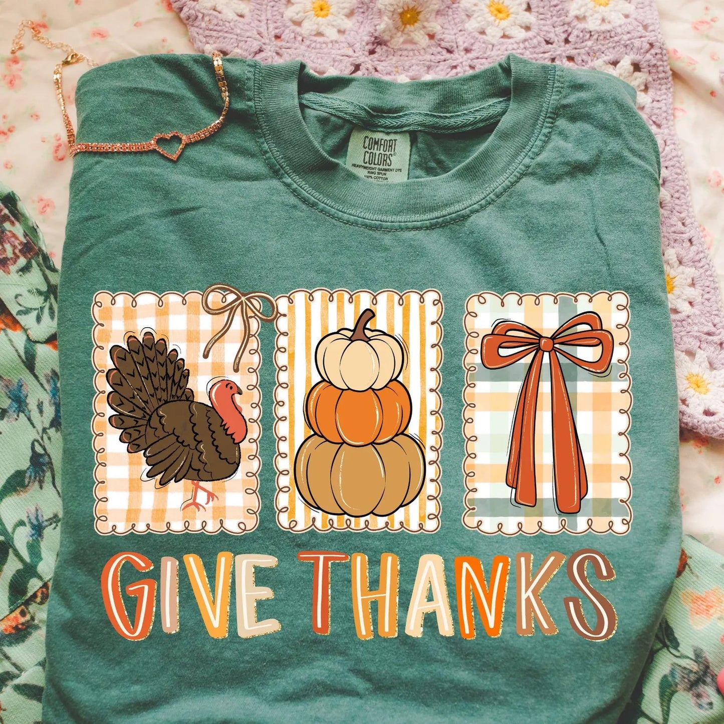 Give Thanks Thanksgiving Graphic Tee