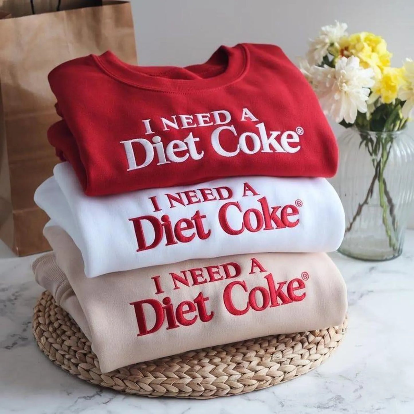 I Need a Diet Coke Embroidered Sweatshirt