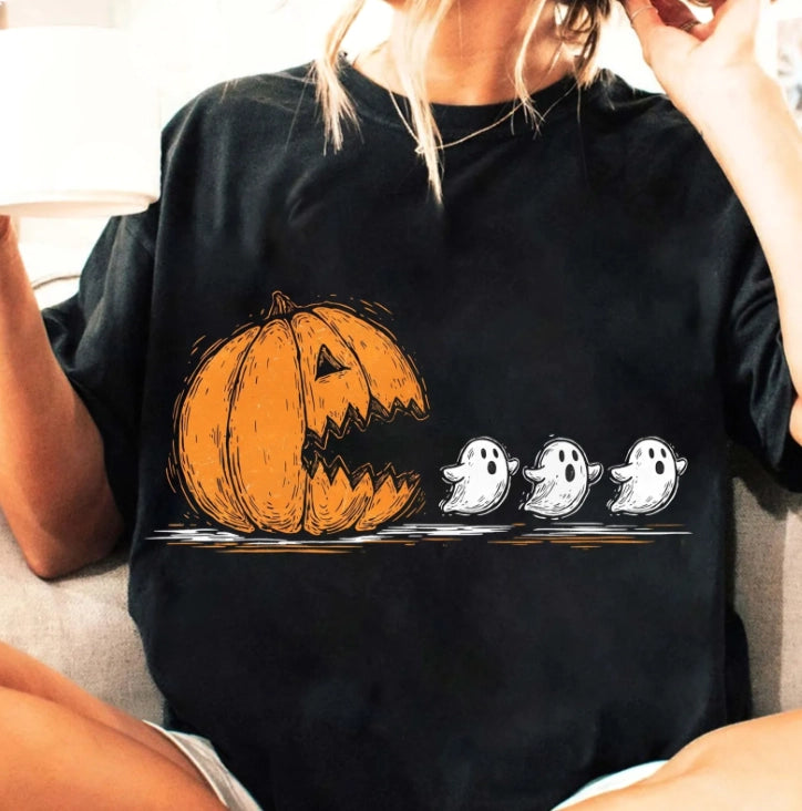 Pumpkin Chasing Ghost Halloween