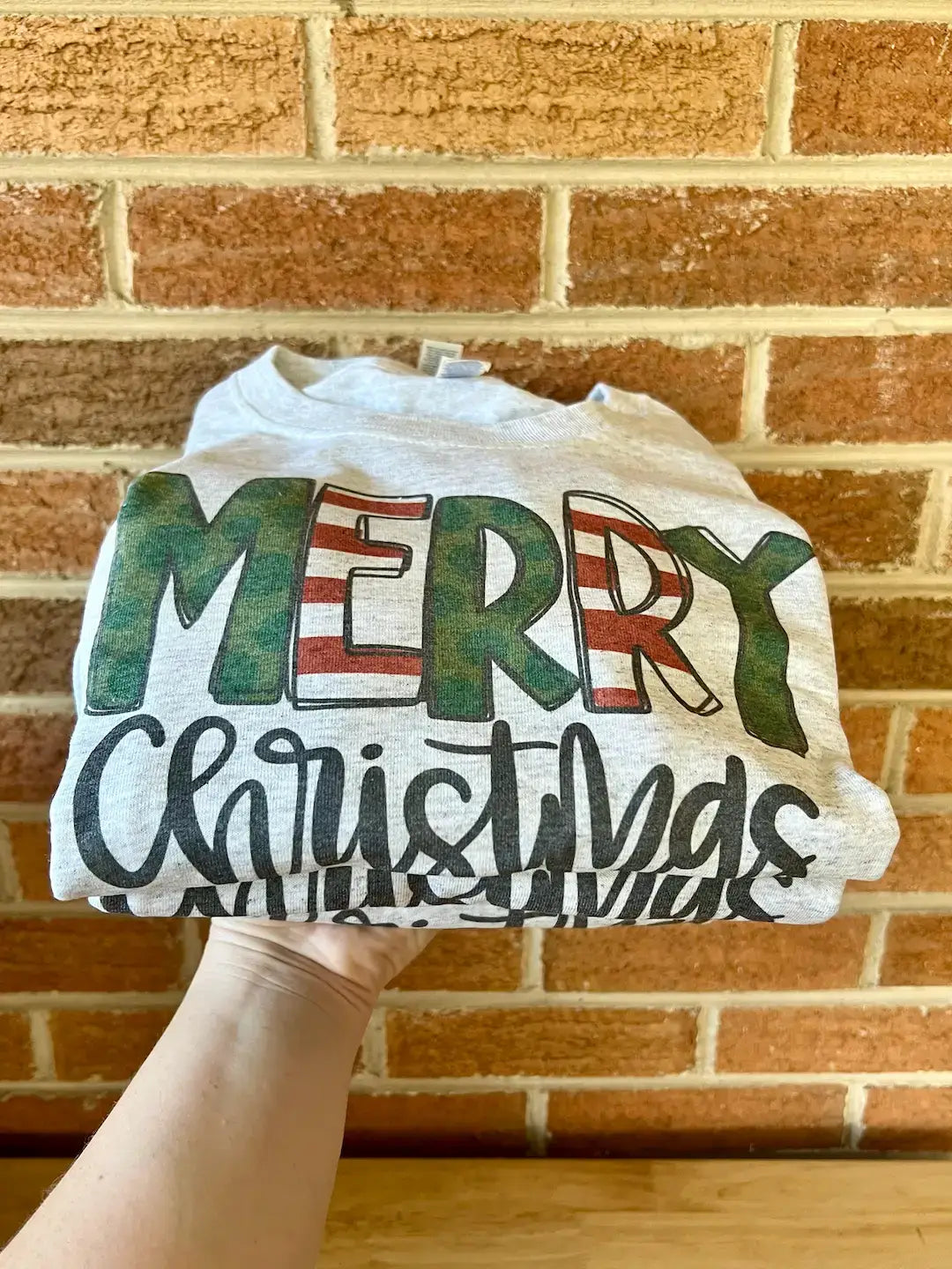 Merry Christmas Polka Dot Stripes Christmas Tee