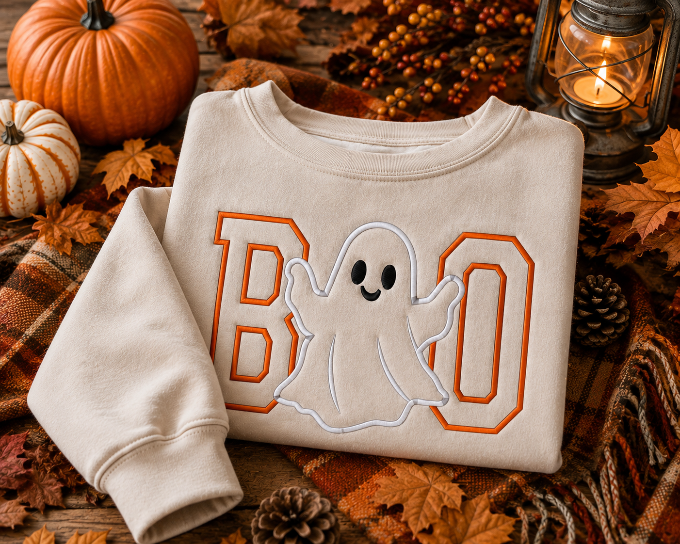 Boo Ghost Embroidered Sweatshirt