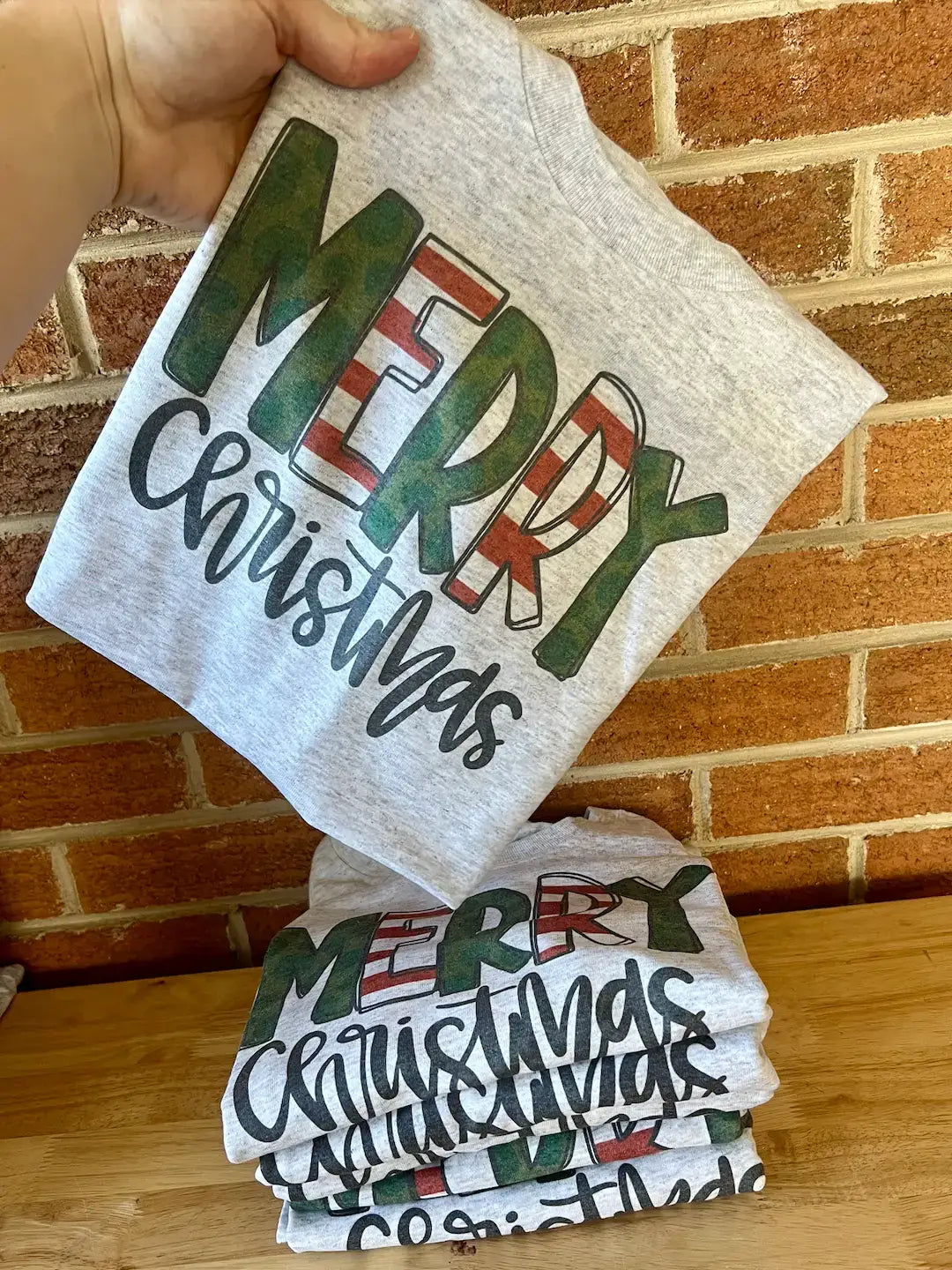 Merry Christmas Polka Dot Stripes Christmas Tee