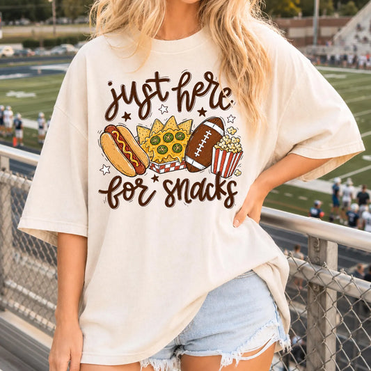Just Here For Snacks Football Season Graphic Tee